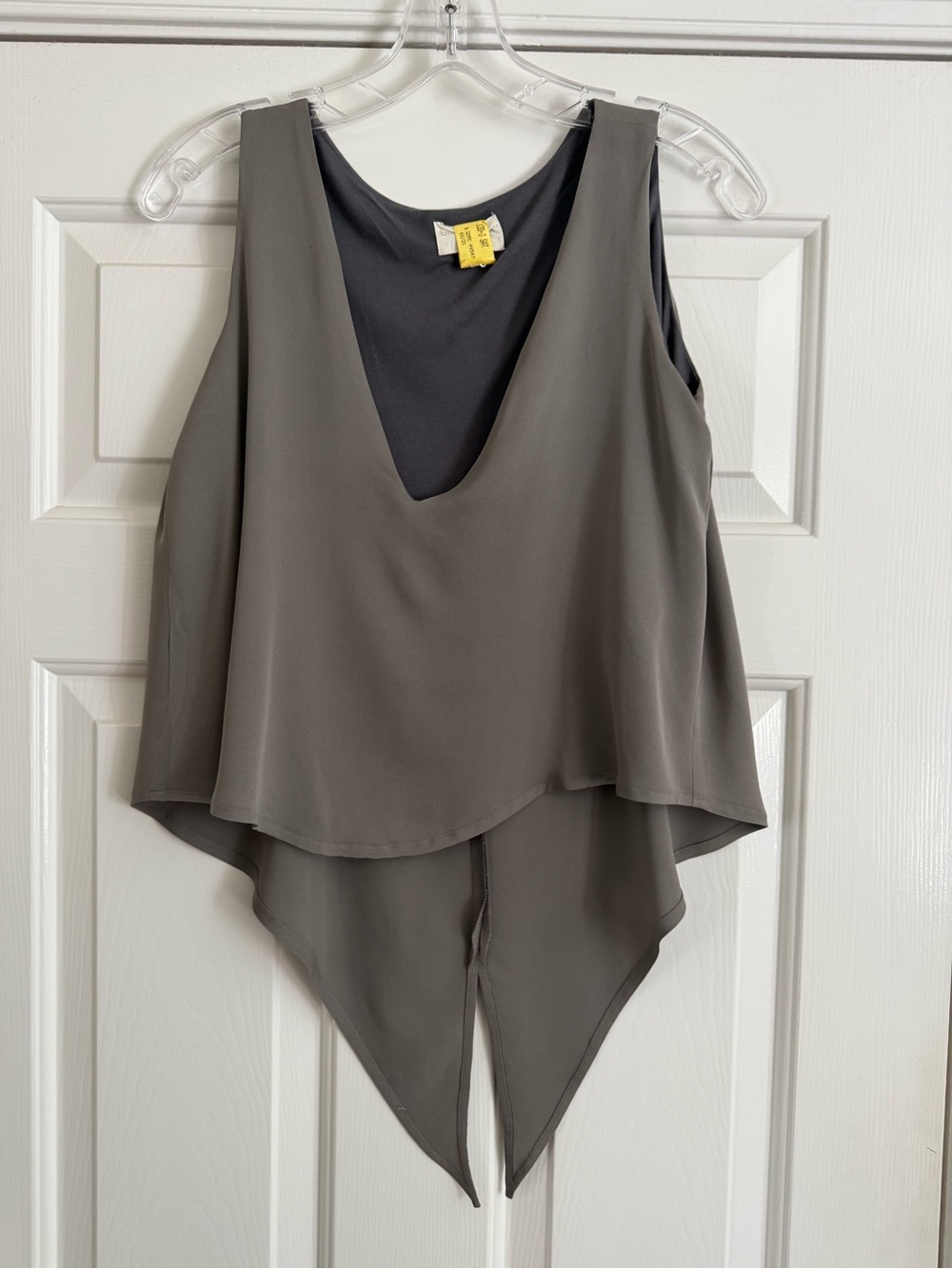 BILL HALLMAN taupe Silk tank top XS S